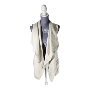 Lafayette 148 NY 100% Linen Draped Waterfall Vest Ivory Size 12